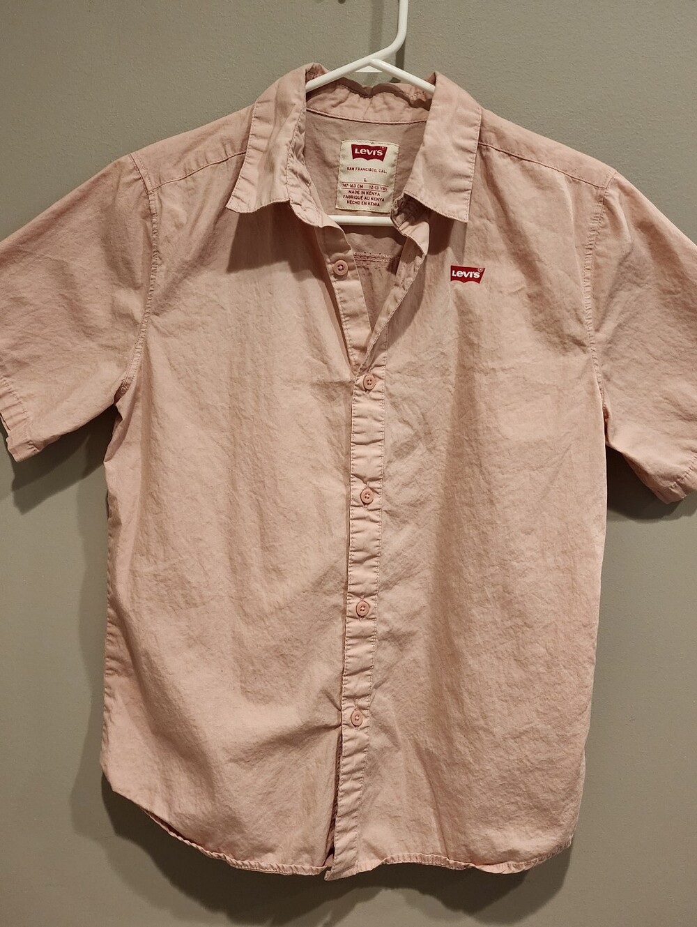 Boys Levi's PinkShort-Sleeve Button-Down Shirt | Size L